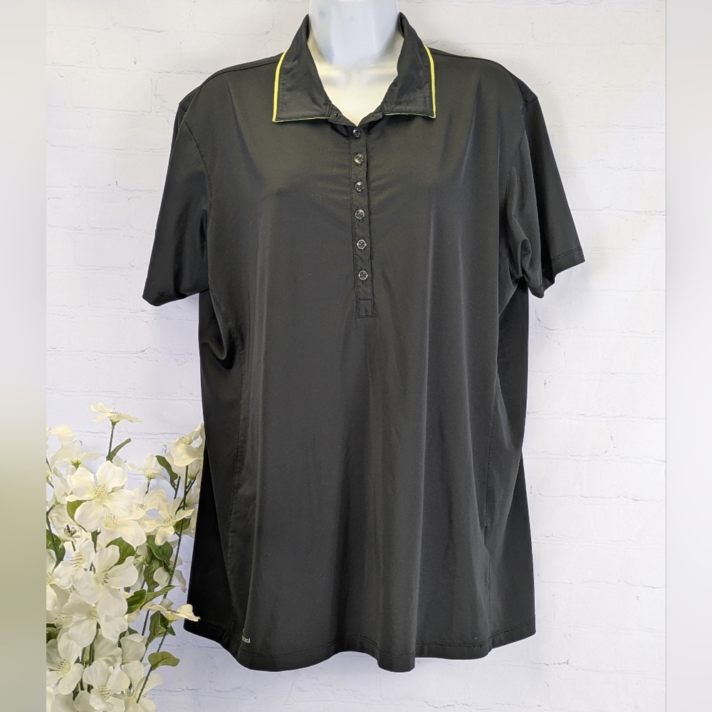 Ping Black Button Down Shirt with Yellow Trim